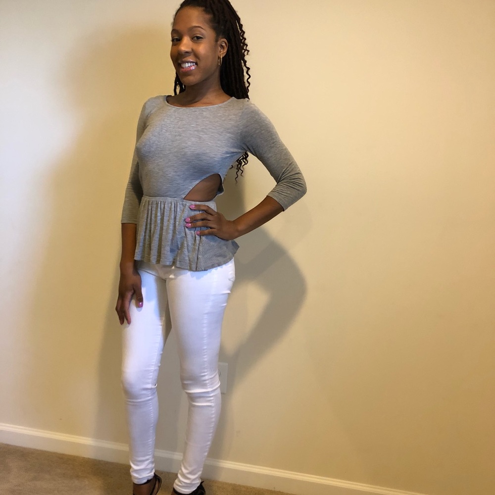 Grey Cut-Out Top - Picture 2 of 4